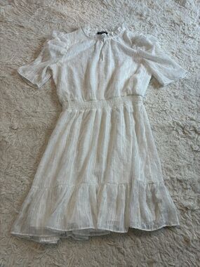 Express Small White Keyhole Sheer Midi Dress